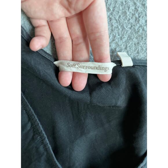 Soft Surroundings Tank Top Slip Large Satin V-Neck Sleeveless A-Line Black Cami - Picture 4 of 9